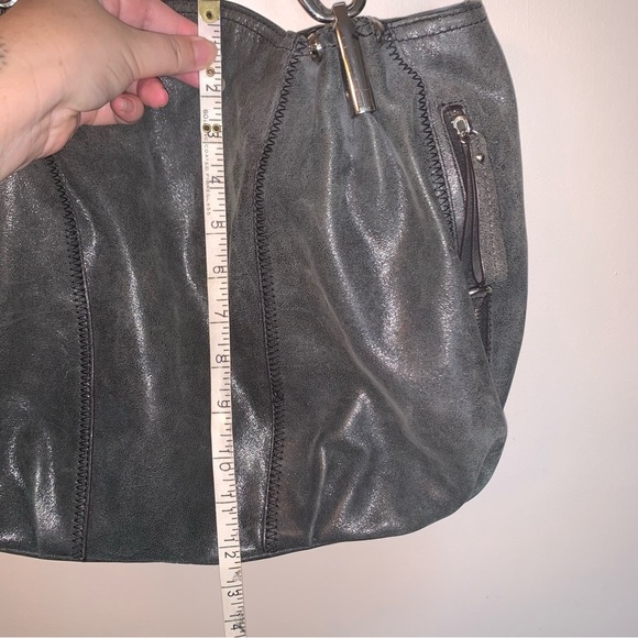 B. Makowsky Dark Gray Leather Shoulder Bag - Picture 9 of 14